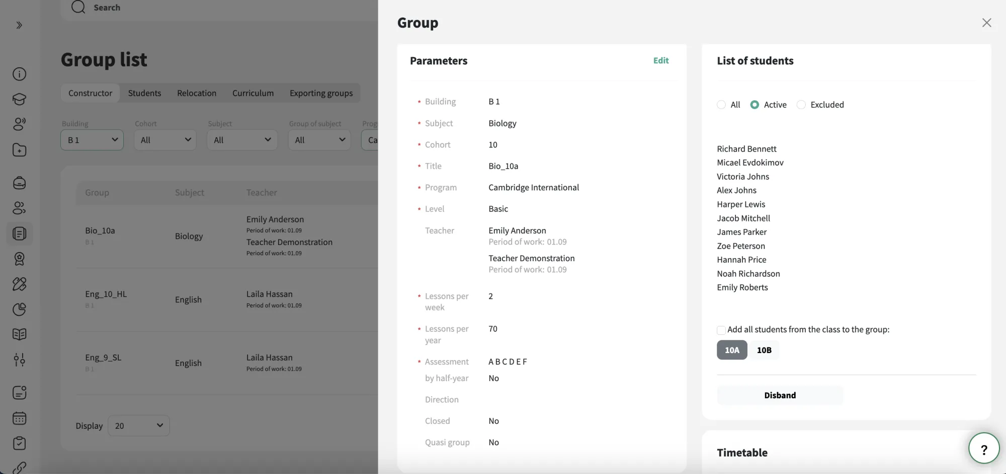 Organização dos grupos de ensino