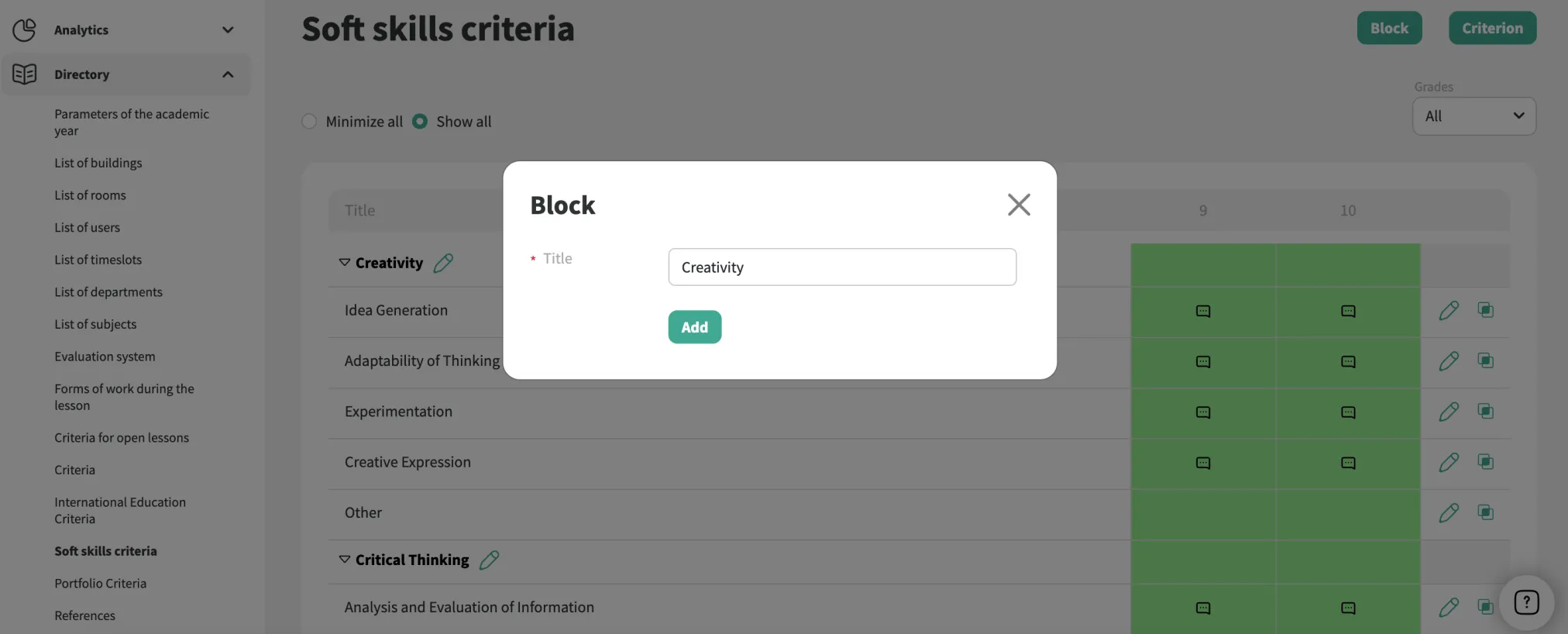 Interface da estrutura de competências socioemocionais