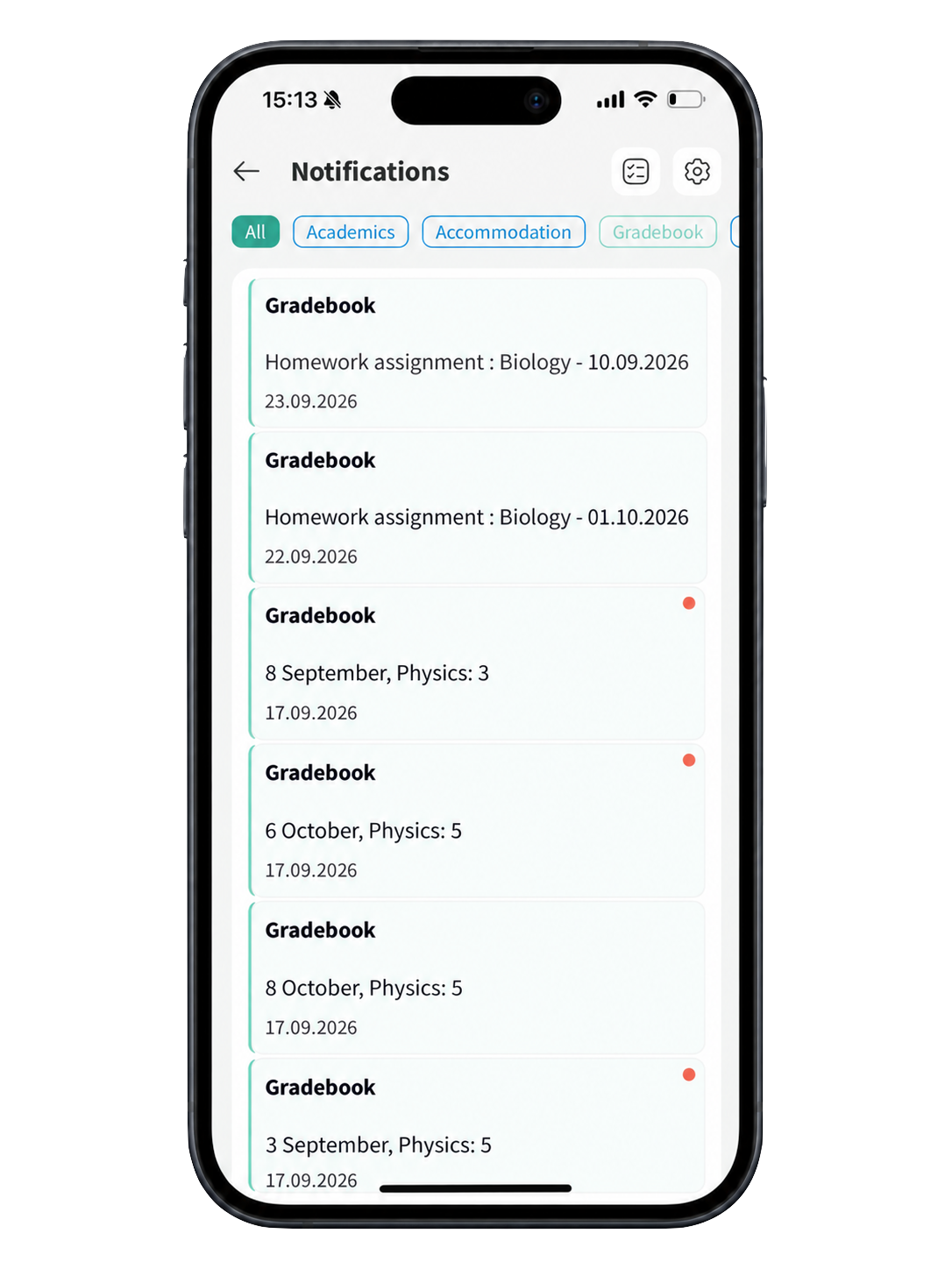 Notificações na aplicação móvel